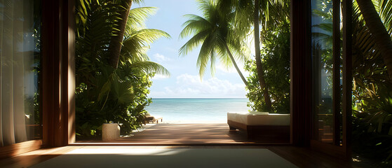 Tropical Beach View From A Luxurious Balcony