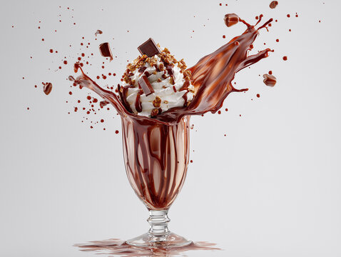 
Milkshake chocolate, shooting with dlsr camera, white background, full realistic photo.

