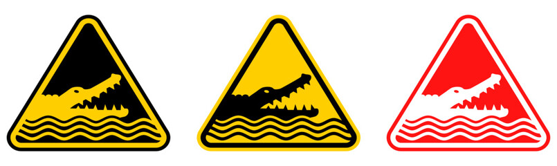 set Attention crocodile sign Symbols design template vector illustration