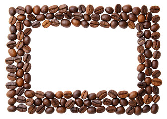 coffee beans frame border isolated on white background, PNG