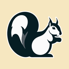 Flat design of a squirrel with outlined details in vector mascot format