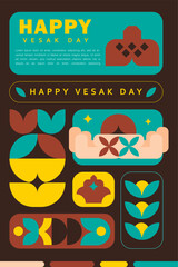 Illustration Happy Vesak Day Celebration Poster