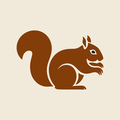 Vector squirrel silhouette in a minimal logo icon with elegant bushy tail