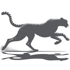 Obraz premium Fast Cheetah Silhouette on White Zoo Background