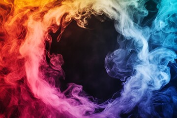 Ethereal Ring of Colorful Smoke on Transparent Background, Abstract Art, Isolated