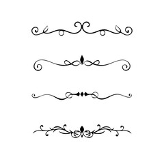  Text dividers doodle set. Wedding decorative elements. Divider ornament, borders, vintage line separators. Hand drawn vector illustration isolated on white background. Gold text dividers doodle set. 