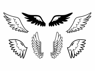 Obraz premium Angel Wing Sketches: Elegant Feather Designs