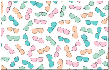 Vector pattern of colorful cartoon sunglasses on transparent background