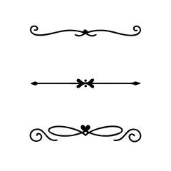 Text dividers doodle set. Wedding decorative elements. Divider ornament, borders, vintage line separators. Hand drawn vector illustration isolated on white background. Gold text dividers doodle set. 
