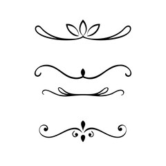 Text dividers doodle set. Wedding decorative elements. Divider ornament, borders, vintage line separators. Hand drawn vector illustration isolated on white background. Gold text dividers doodle set. 
