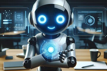 Sleek Holographic Robot Character – Perfect for Modern Tech Branding