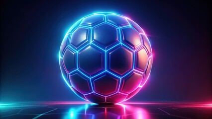 Fototapeta premium Futuristic Neon Soccer Ball , lights, neon