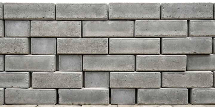 Fototapeta A row of large grey bricks with mortar in between stacked horizontally to create a sturdy wall foundation