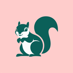 Squirrel vector logo with charming woodland features in minimalist icon format