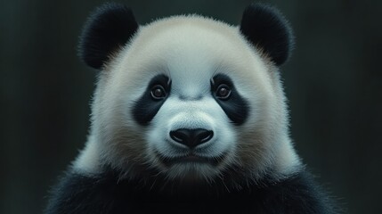 Obraz premium A captivating close-up portrait showcasing the gentle gaze of a giant panda