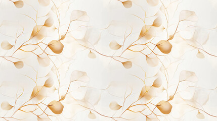 Elegant Seamless Abstract Pattern in Gold and White Tones Suitable for Backgrounds and Decorative Designs
