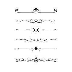 Dividers doodle set. Wedding decorative elements. Divider ornament, borders, vintage line separators. Hand drawn vector illustration isolated on white background.
