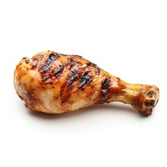 Grilled chicken drumstick, golden brown and crispy, with grill marks