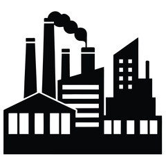 Modern Industrial Factory Vector Illustration with Chimneys and Smoke for Manufacturing Themes