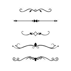 Dividers doodle set. Wedding decorative elements. Divider ornament, borders, vintage line separators. Hand drawn vector illustration isolated on white background.
