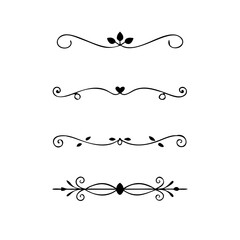 Dividers doodle set. Wedding decorative elements. Divider ornament, borders, vintage line separators. Hand drawn vector illustration isolated on white background.

