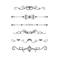 Dividers doodle set. Wedding decorative elements. Divider ornament, borders, vintage line separators. Hand drawn vector illustration isolated on white background.
