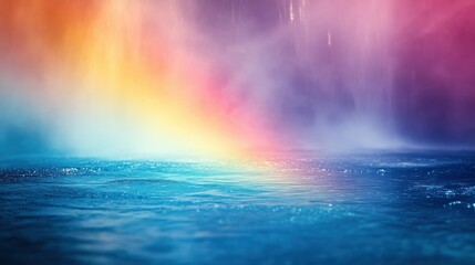 Naklejka premium Dreamlike seascape with vibrant hues of sunset merging into ocean serenity