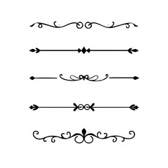 Dividers doodle set. Wedding decorative elements. Divider ornament, borders, vintage line separators. Hand drawn vector illustration isolated on white background.
