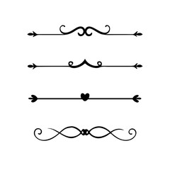 Title: Dividers doodle set. Wedding decorative elements. Hand drawn vector illustration isolated on white background. Text dividers doodle set. Wedding decorative elements.


