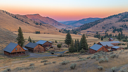 Rustic valley at dawn