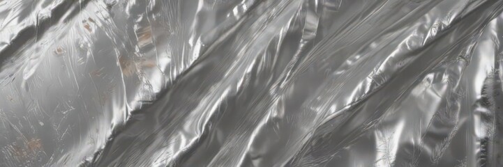 Obraz premium Wrinkled silver foil, shimmering highlights, luxurious metallic texture, shiny, metal, image