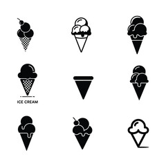 A silhouette of ice cream icon vector on a white background