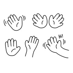 Hello Emoji Black and White Hand Drawing Hi Emoji Bundle Set. Cute  Stye.