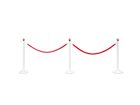 Red velvet rope fence separated PNG transparent.