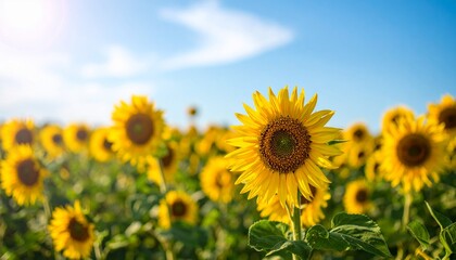 Fototapeta premium 夏を感じるひまわり畑と青空