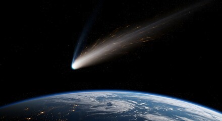 A stunning depiction of a comet entering Earth’s atmosphere, viewed from space. 