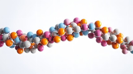 Colorful spherical forms arranged in a wavy pattern.