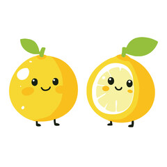 Obraz premium Flat vector illustration of a lemon 