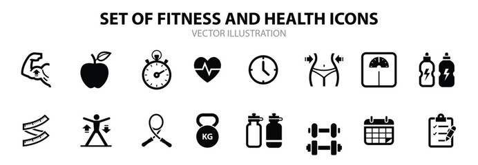 Fitness and Health icons with White Background