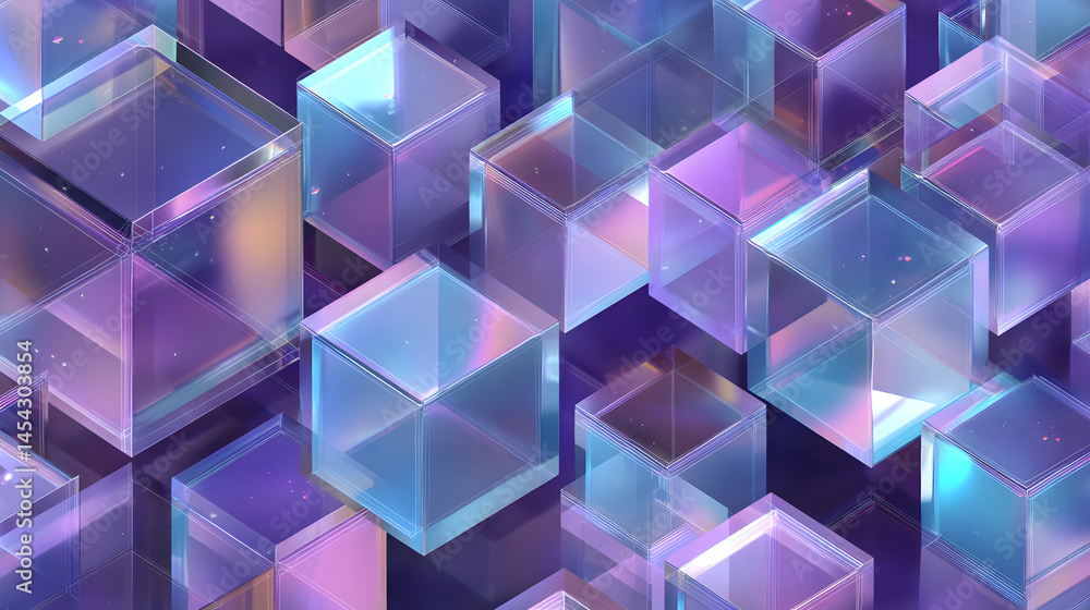 Aufkleber abstract 3d cube wallpaper with dynamic purple hues and geometric precision creating an immersive te