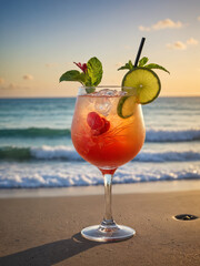 Beachside Cocktails Creative Glassware Vibrant Garnish Tropical Drinks Artistic Presentation Refreshing Summer Cocktails Colorful Fruit Exotic Beach Party Drinks