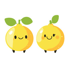 Obraz premium Flat vector illustration of a lemon 