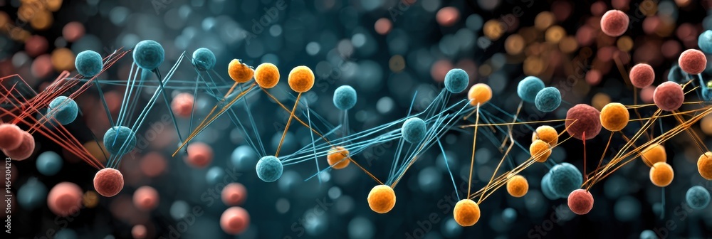 Fototapete Exploring the Mutation Effect of Bacterial Colonies on DNA Strands in a Molecular Environment Under Laboratory Conditions Generative AI