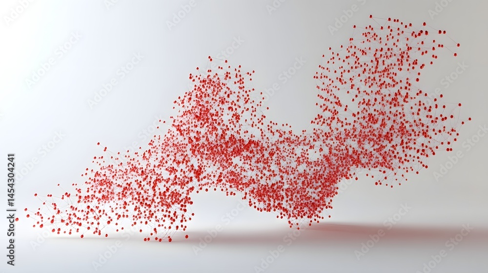 Aufkleber red particulate abstract form against a light background.