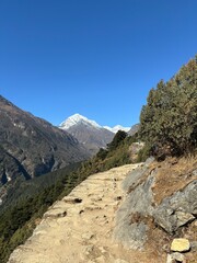 hree Pass Trail with Snow Capped Mountain in the Background, Nepal - Near Namche Bazaar