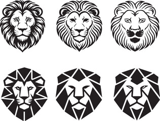 Obraz premium Classic and Geometric Lion Head Vector Set
