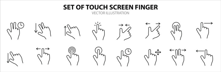 Touch Screen Finger Line Icon Set