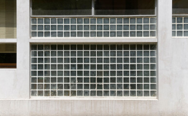 exterior glass brick wall of a building