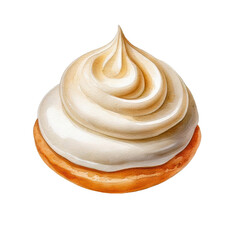 Watercolor fresh homemade biscuit with vanilla cream cake clip art illustration