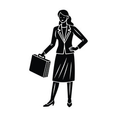 Silhouette of Latin American female lawyer holding briefcase and legal documents